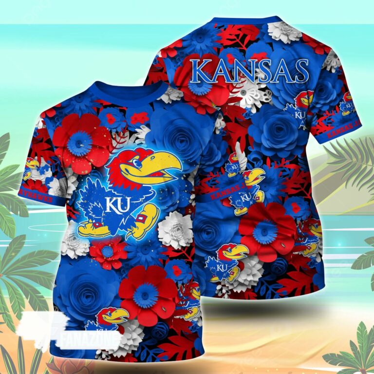 Kansas Jayhawks NCAA Floral Tshirt For Fans, Summer Football Shirts