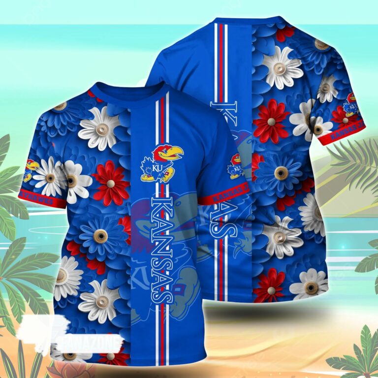 Kansas Jayhawks NCAA Florals Tshirt For Fans, Summer Football Shirts