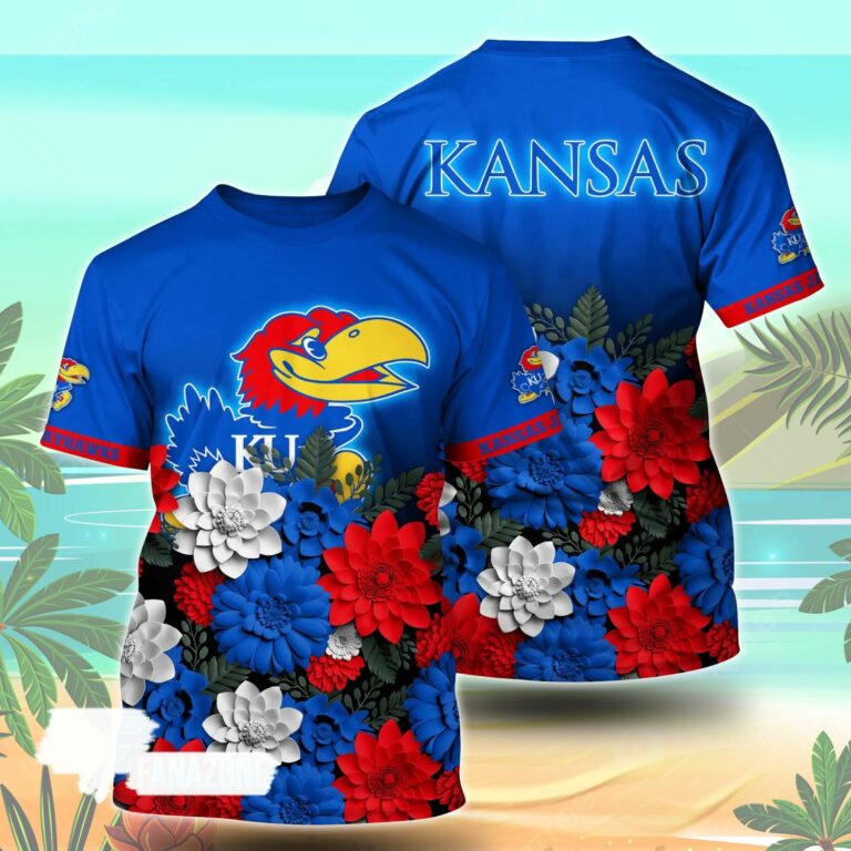 Kansas Jayhawks NCAA Flower Tshirt For Fans, Summer Football Shirts