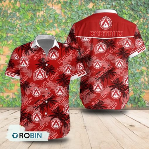 K.V. Kortrijk Palm Tree Short Sleeve Shirt, Summer Hawaiian Shirt