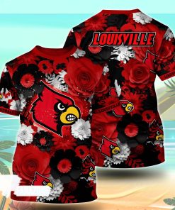Louisville Cardinals NCAA Floral Tshirt For Fans, Summer Football Shirts