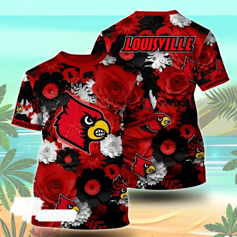 Louisville Cardinals NCAA Floral Tshirt For Fans, Summer Football Shirts
