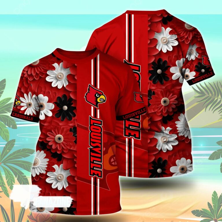 Louisville Cardinals NCAA Florals Tshirt For Fans, Summer Football Shirts