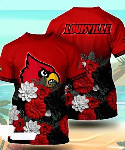 Louisville Cardinals NCAA Flower Tshirt For Fans, Summer Football Shirts