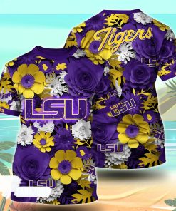 LSU TIGERS NCAA Floral Tshirt For Fans, Summer Football Shirts