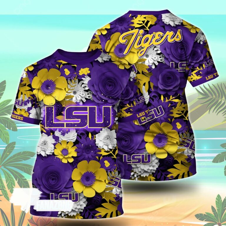 LSU TIGERS NCAA Floral Tshirt For Fans, Summer Football Shirts