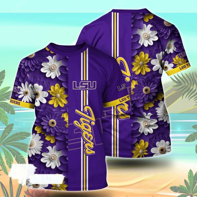LSU TIGERS NCAA Florals Tshirt For Fans, Summer Football Shirts
