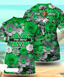 Marshall Thundering Herd NCAA Floral Tshirt For Fans, Summer Football Shirts