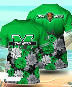 Marshall Thundering Herd NCAA Flower Tshirt For Fans, Summer Football Shirts