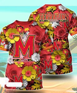 Maryland Terrapins NCAA Floral Tshirt For Fans, Summer Football Shirts Maryland Terrapins NCAA Floral Tshirt For Fans, Summer Football Shirts