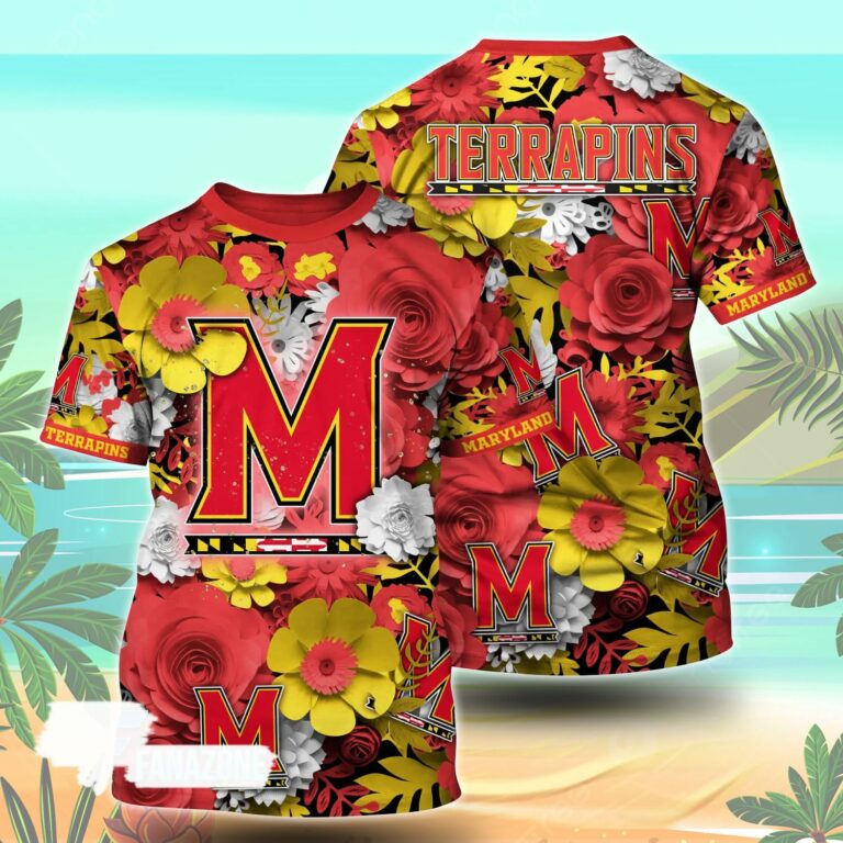 Maryland Terrapins NCAA Floral Tshirt For Fans, Summer Football Shirts