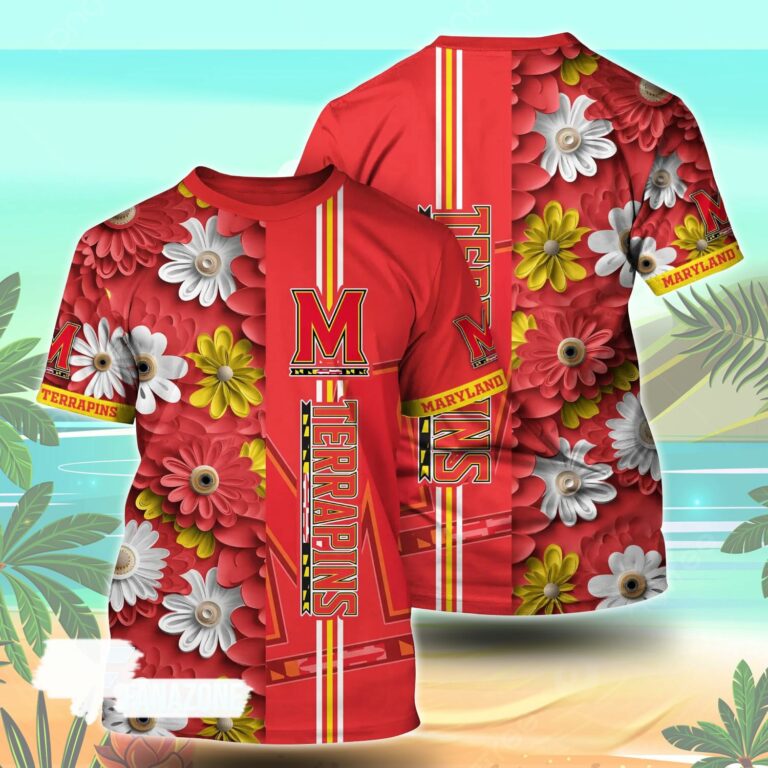 Maryland Terrapins NCAA Florals Tshirt For Fans, Summer Football Shirts