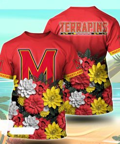 Maryland Terrapins NCAA Flower Tshirt For Fans, Summer Football Shirts