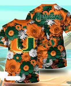 Miami Hurricanes NCAA Floral Tshirt For Fans, Summer Football Shirts