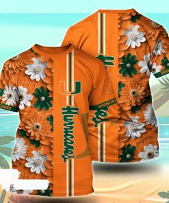 Miami Hurricanes NCAA Florals Tshirt For Fans, Summer Football Shirts