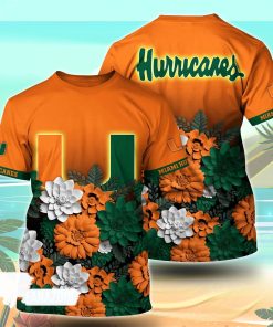 Miami Hurricanes NCAA Flower Tshirt For Fans, Summer Football Shirts