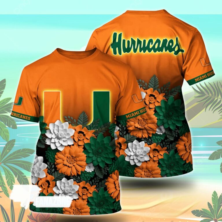Miami Hurricanes NCAA Flower Tshirt For Fans, Summer Football Shirts