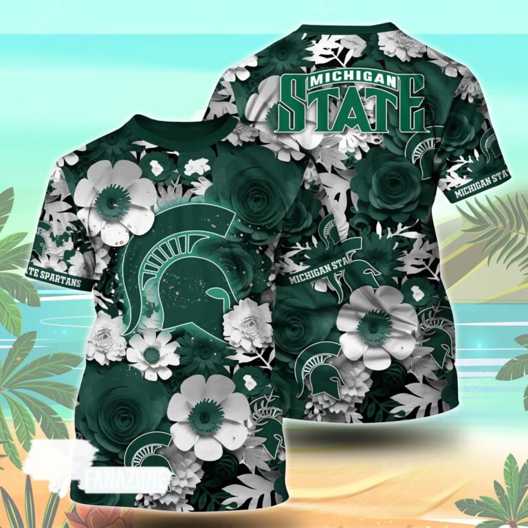 Michigan State Spartans NCAA Floral Tshirt For Fans, Summer Football Shirts