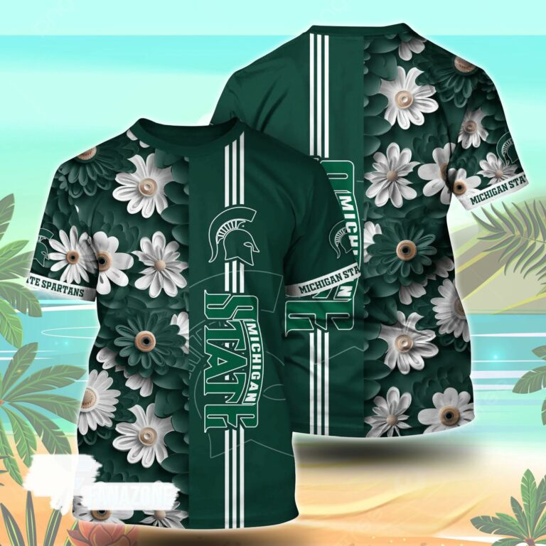 Michigan State Spartans NCAA Florals Tshirt For Fans, Summer Football Shirts