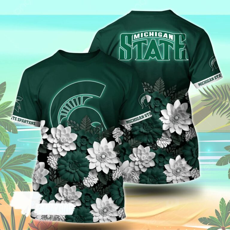 Michigan State Spartans NCAA Flower Tshirt For Fans, Summer Football Shirts