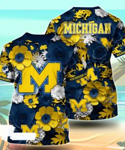 Michigan Wolverines NCAA Floral Tshirt For Fans, Summer Football Shirts