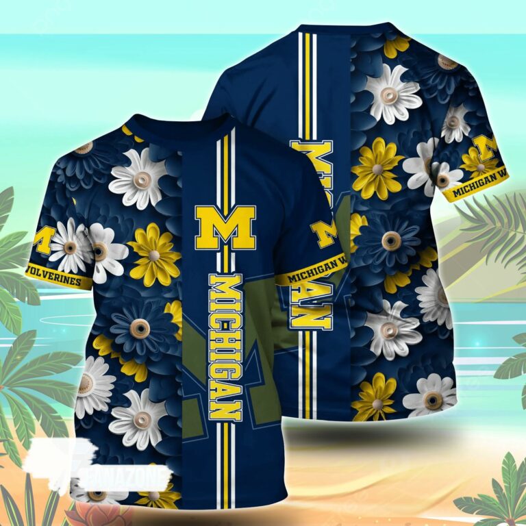 Michigan Wolverines NCAA Florals Tshirt For Fans, Summer Football Shirts