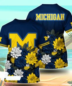 Michigan Wolverines NCAA Flower Tshirt For Fans, Summer Football Shirts