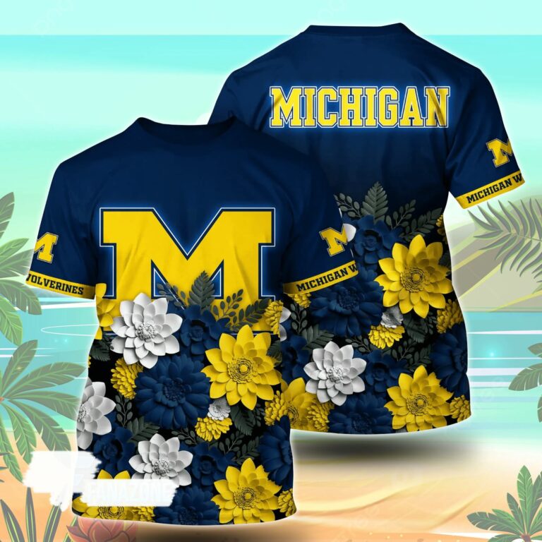 Michigan Wolverines NCAA Flower Tshirt For Fans, Summer Football Shirts