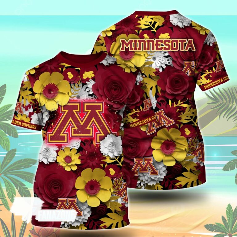 Minnesota Golden Gophers NCAA Florals Tshirt For Fans, Summer Football Shirts