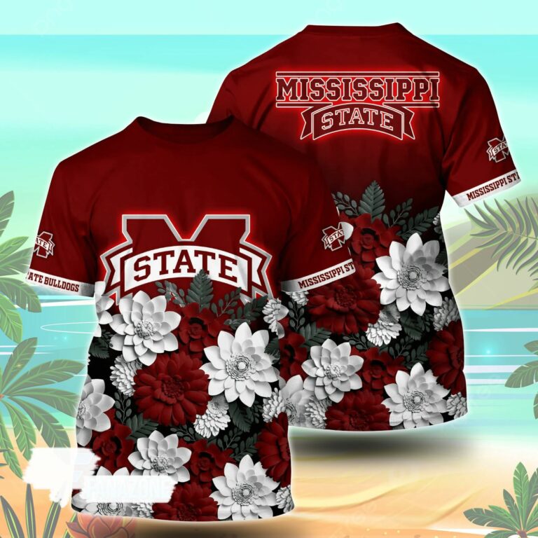 Mississippi State Bulldogs NCAA Floral Tshirt For Fans, Summer Football Shirts