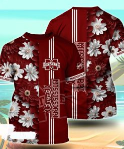 Mississippi State Bulldogs NCAA Flower Tshirt For Fans, Summer Football Shirts