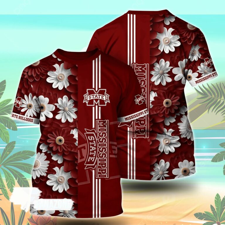 Mississippi State Bulldogs NCAA Flower Tshirt For Fans, Summer Football Shirts