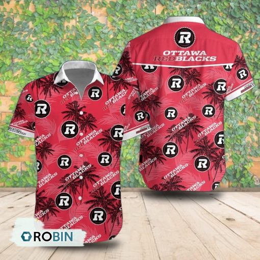 Ottawa Redblacks Palm Tree Short Sleeve Shirt, Summer Hawaiian Shirt