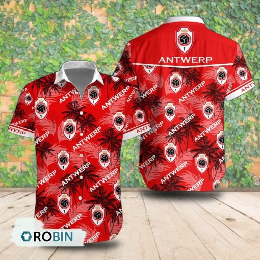 Royal Antwerp F.C Palm Tree Short Sleeve Shirt, Summer Hawaiian Shirt