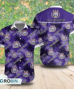 R.S.C. Anderlecht Palm Tree Short Sleeve Shirt, Summer Hawaiian Shirt