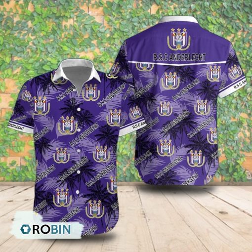 R.S.C. Anderlecht Palm Tree Short Sleeve Shirt, Summer Hawaiian Shirt
