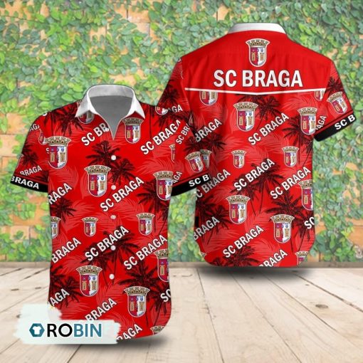 SC Braga Palm Tree Short Sleeve Shirt, Summer Hawaiian Shirt