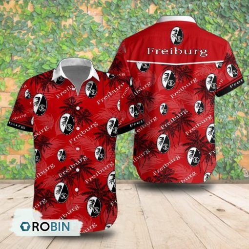 SC Freiburg Palm Tree Short Sleeve Shirt, Summer Hawaiian Shirt