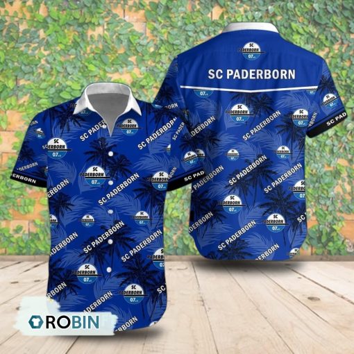 SC Paderborn Palm Tree Short Sleeve Shirt, Summer Hawaiian Shirt