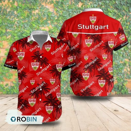 VfB Stuttgart Palm Tree Short Sleeve Shirt, Summer Hawaiian Shirt