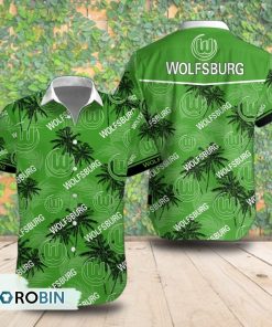 VfL Wolfsburg Palm Tree Short Sleeve Shirt, Summer Hawaiian Shirt VfL Wolfsburg Palm Tree Short Sleeve Shirt, Summer Hawaiian Shirt