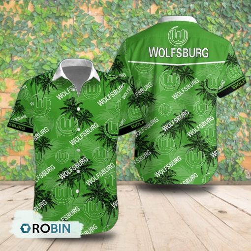 VfL Wolfsburg Palm Tree Short Sleeve Shirt, Summer Hawaiian Shirt