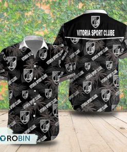 Vitoria Sport Clube Palm Tree Short Sleeve Shirt, Summer Hawaiian Shirt Vitoria Sport Clube Palm Tree Short Sleeve Shirt, Summer Hawaiian Shirt