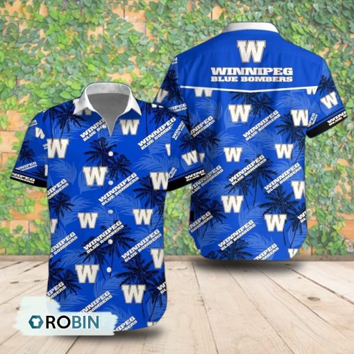 Winnipeg Blue Bombers Palm Tree Short Sleeve Shirt, Summer Hawaiian Shirt