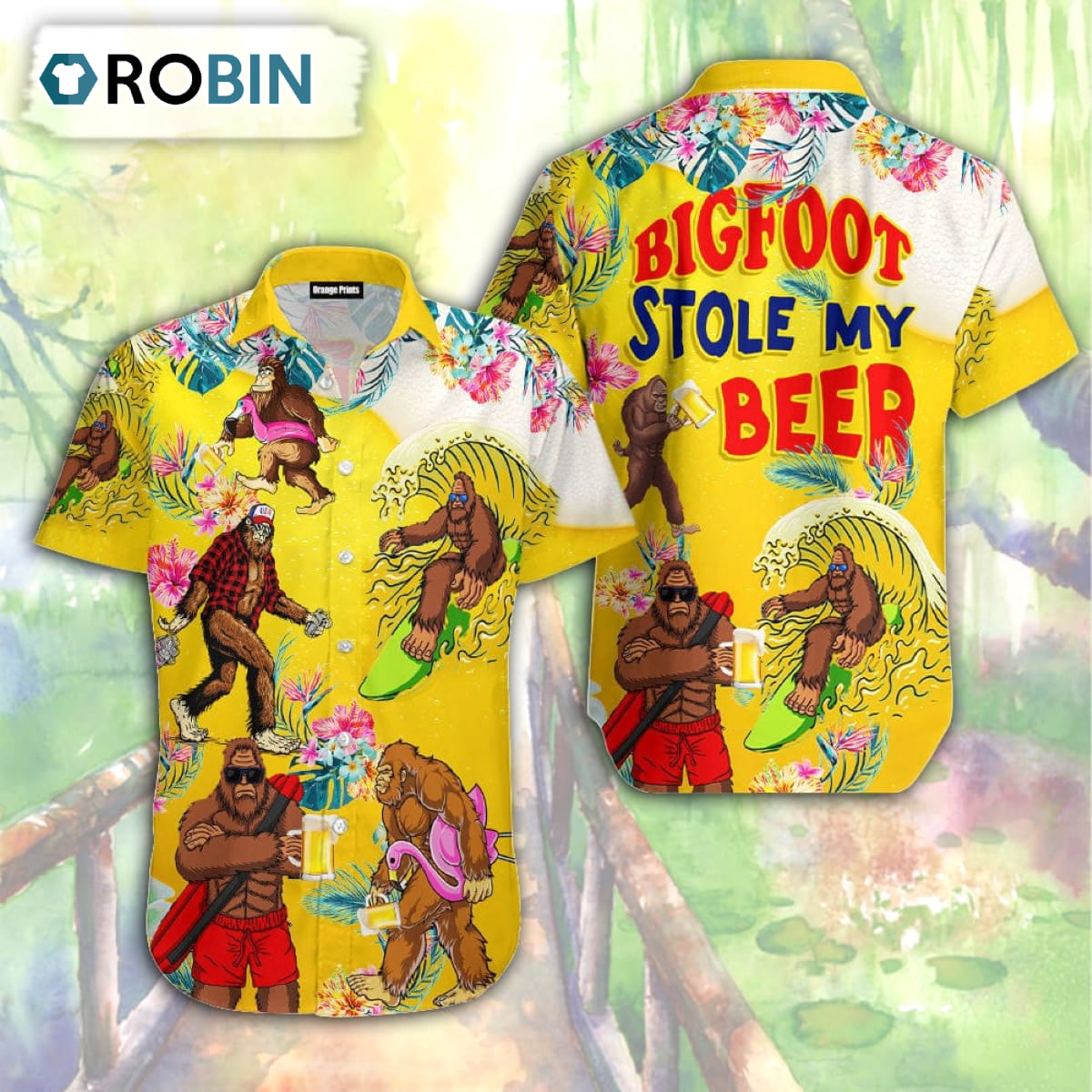 Bigfoot Stole My Beer Lover Tropical Funny Aloha Hawaiian Shirt