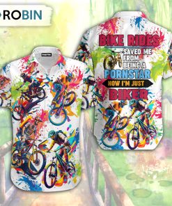Bike Rides I’m Just A Biker Colorful Hawaiian Shirt