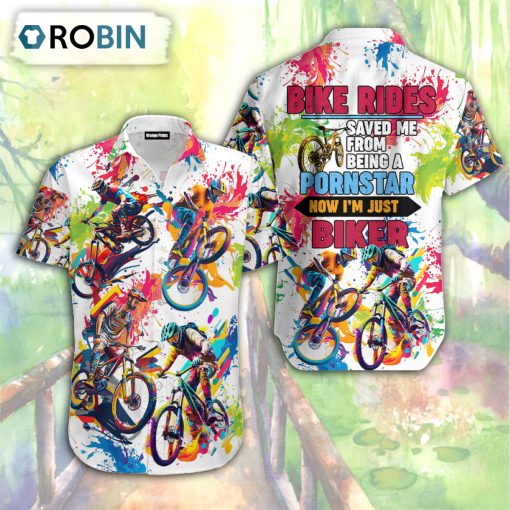 Bike Rides I’m Just A Biker Colorful Hawaiian Shirt