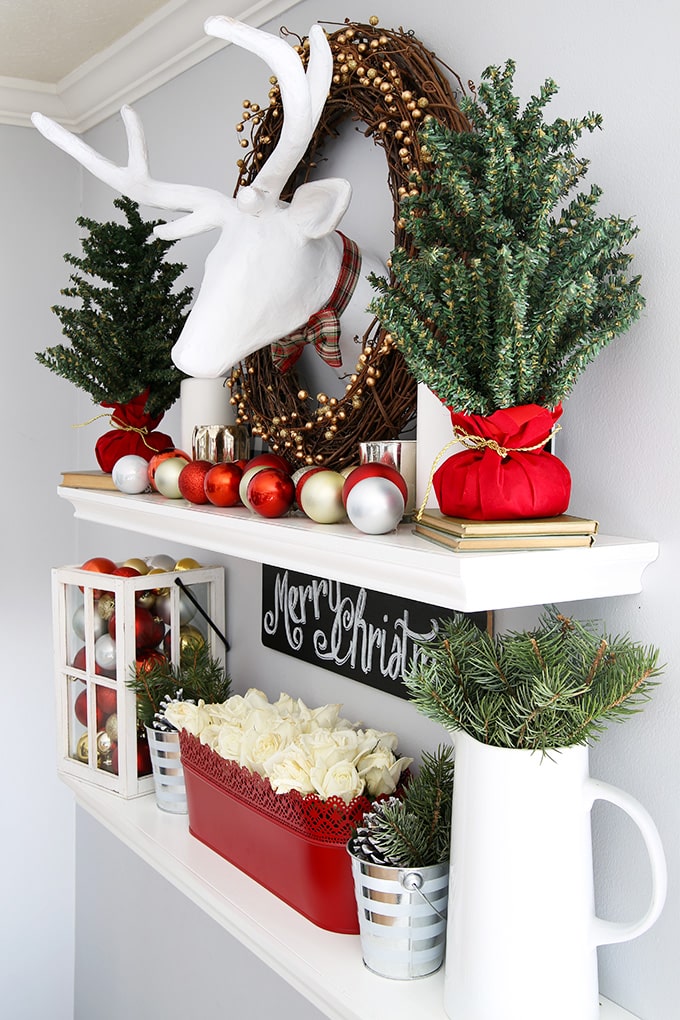 Christmas decorations on shelves Beautiful, Simple Indoor Christmas Decoration Tips