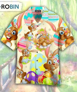 Easter Day Funny Rabbit Eggs Hawaiian Shirt