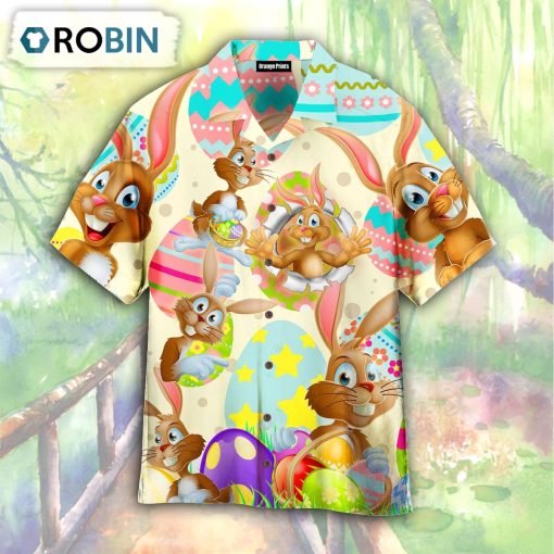 Easter Day Funny Rabbit Eggs Hawaiian Shirt
